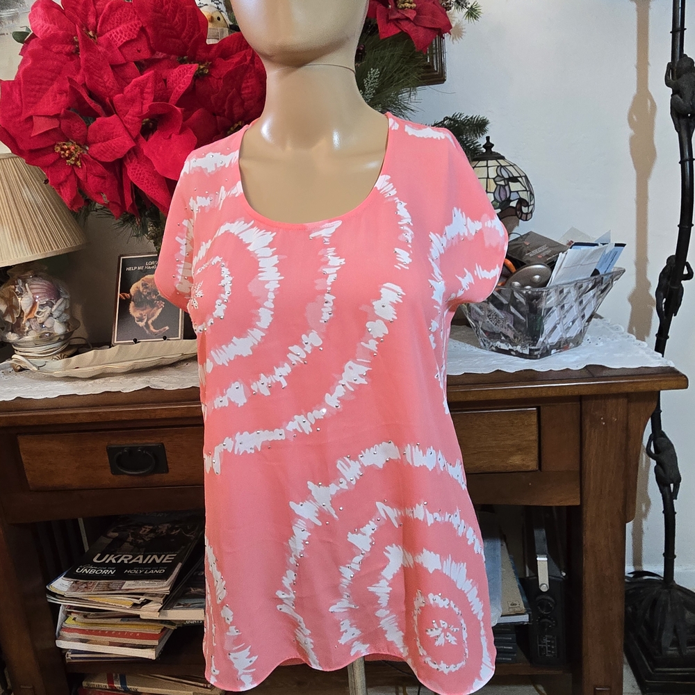 Coral Tie-Dye Women's Top